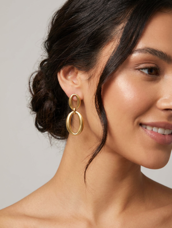 Aretes Acero Brillo Dorado